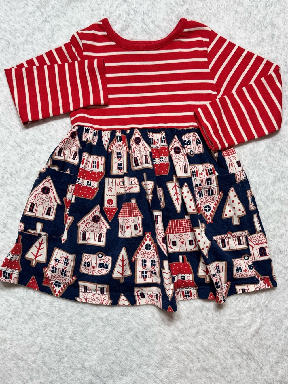 Hanna Andersson Gingerbread Mixie Playdress 3T Girl Cotton Navy Christmas